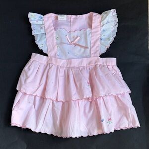 Vintage 80’s/ 90’s Toddler Girl Pale Pink Apron Style Dress   Size 24Months